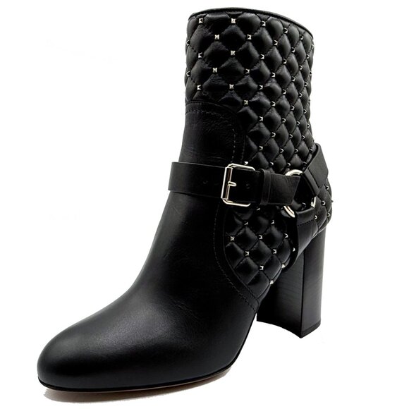 Brand New Valentino Garavani Rockstud Spike Heel Boot in Black Leather, Size 39 - Picture 1 of 11